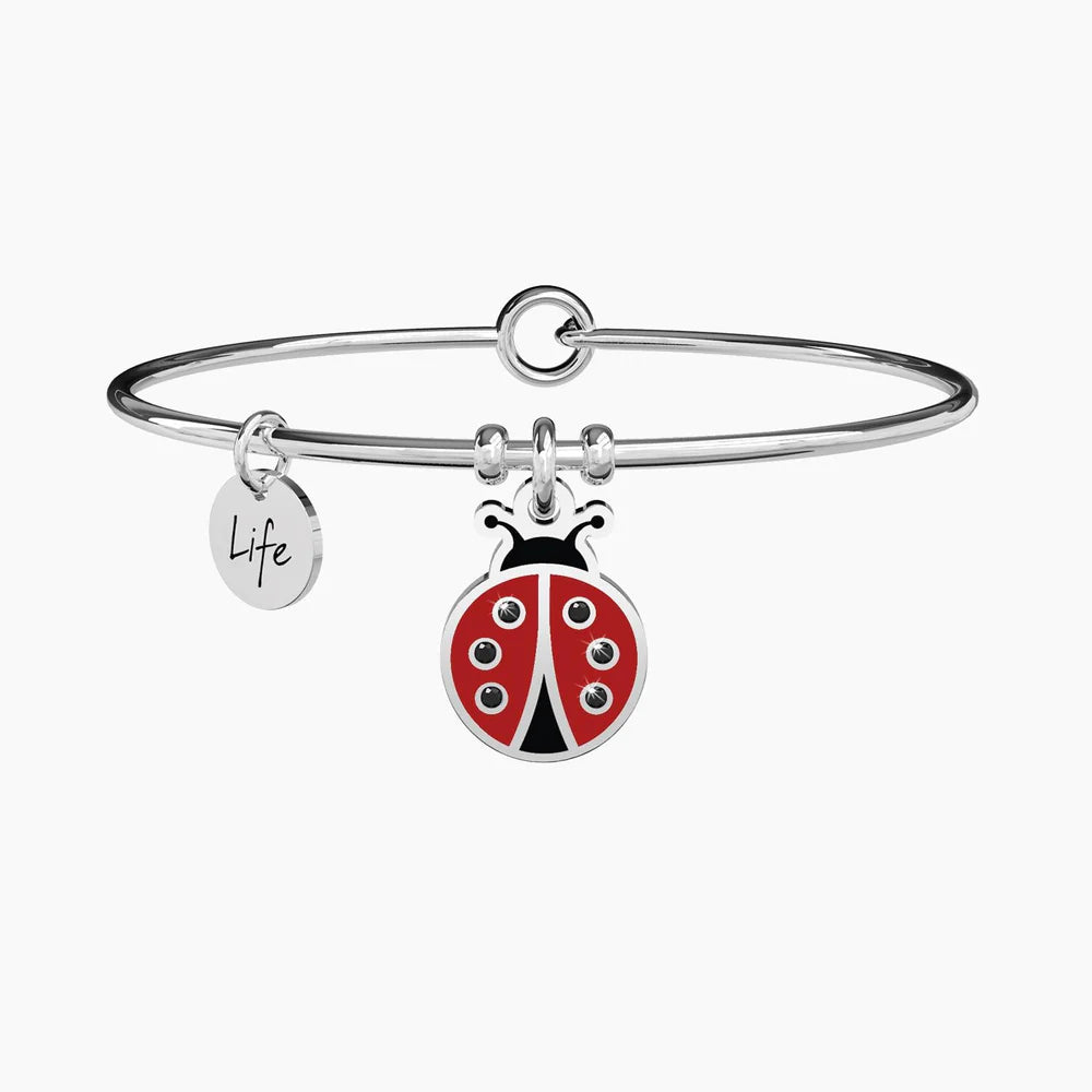 Bracciale Kidult Symbols rigido con ciondolo coccinella