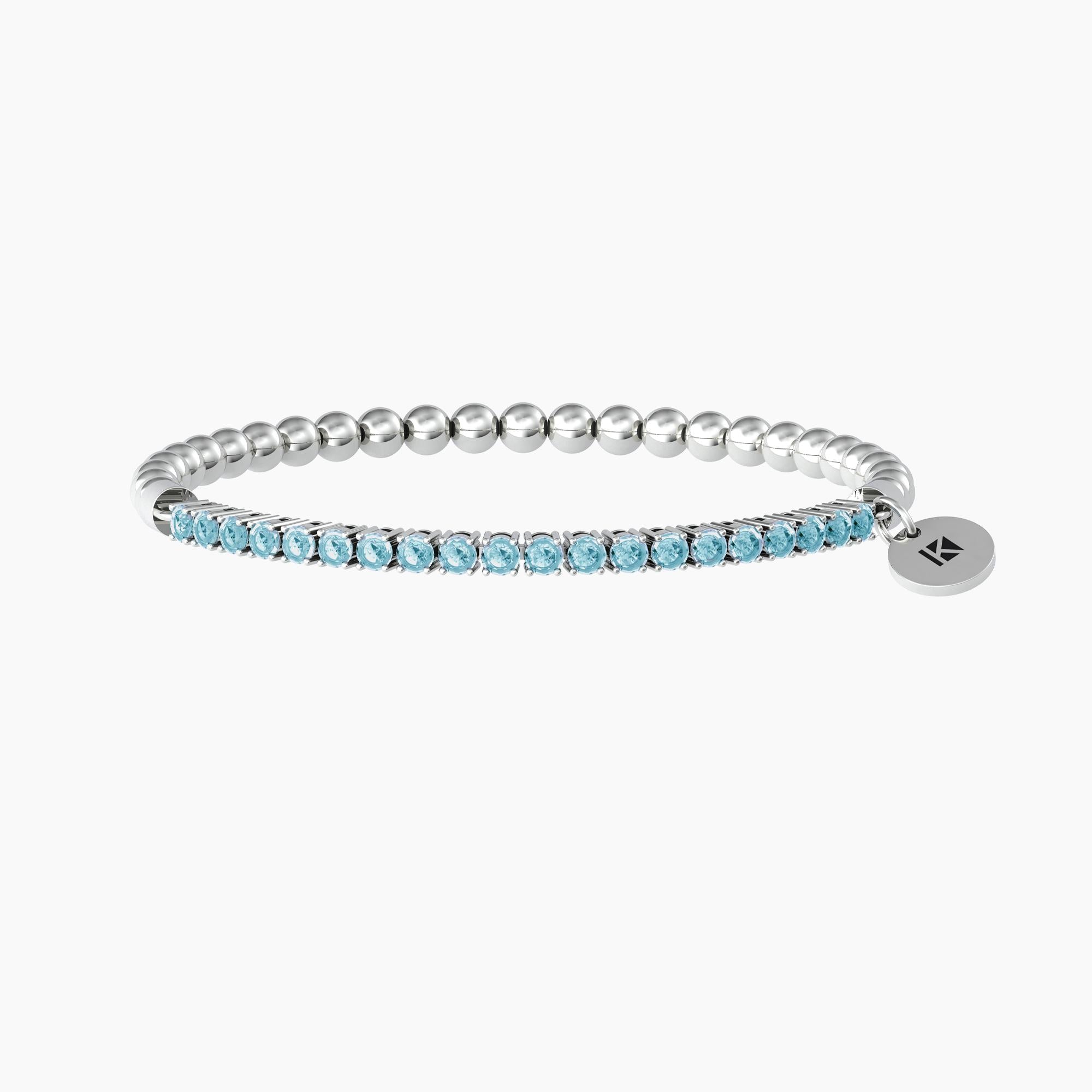 Bracciale Kidult Energy Stone elastico con zirconi azzurri
