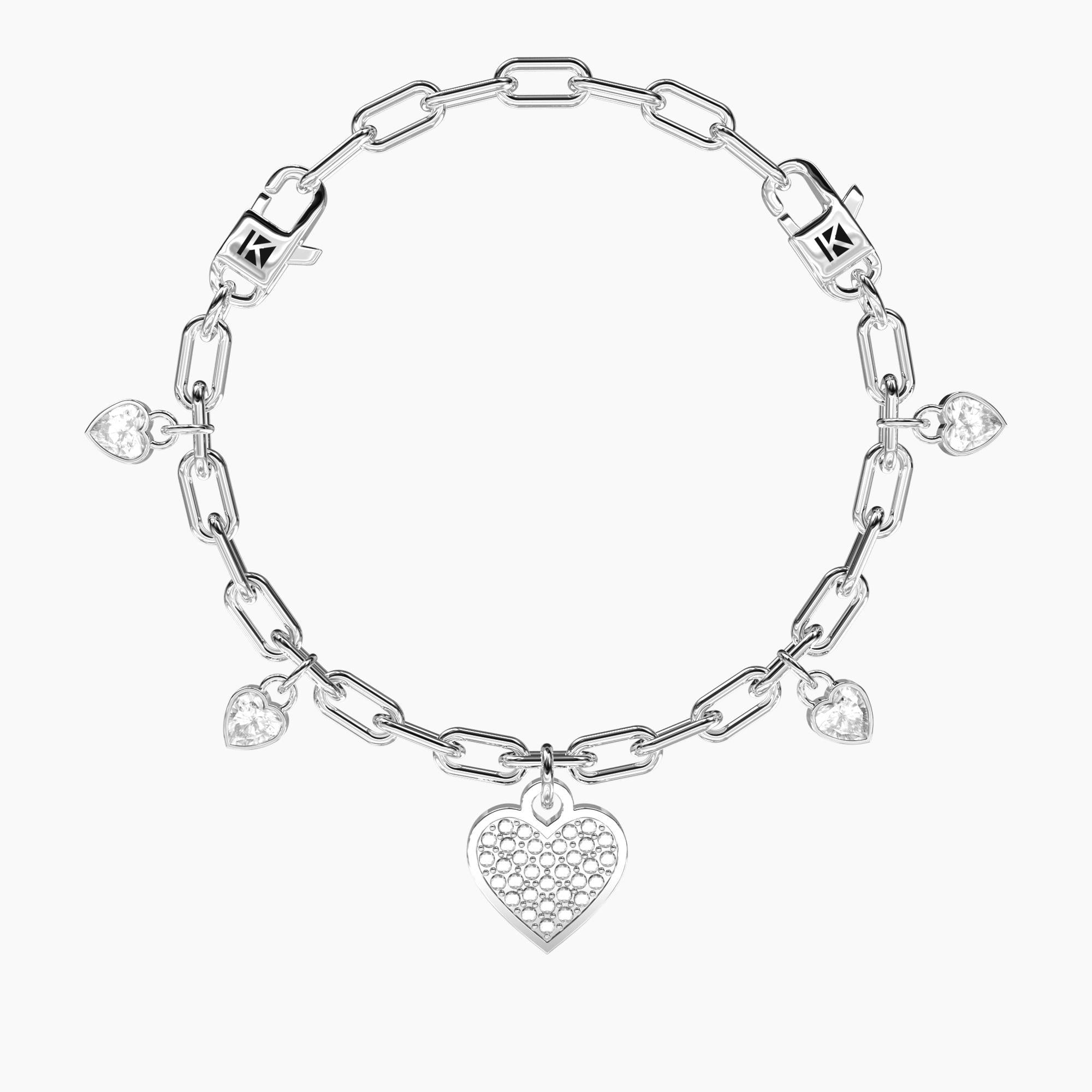 Bracciale Kidult Love regolabile con ciondolo a cuore