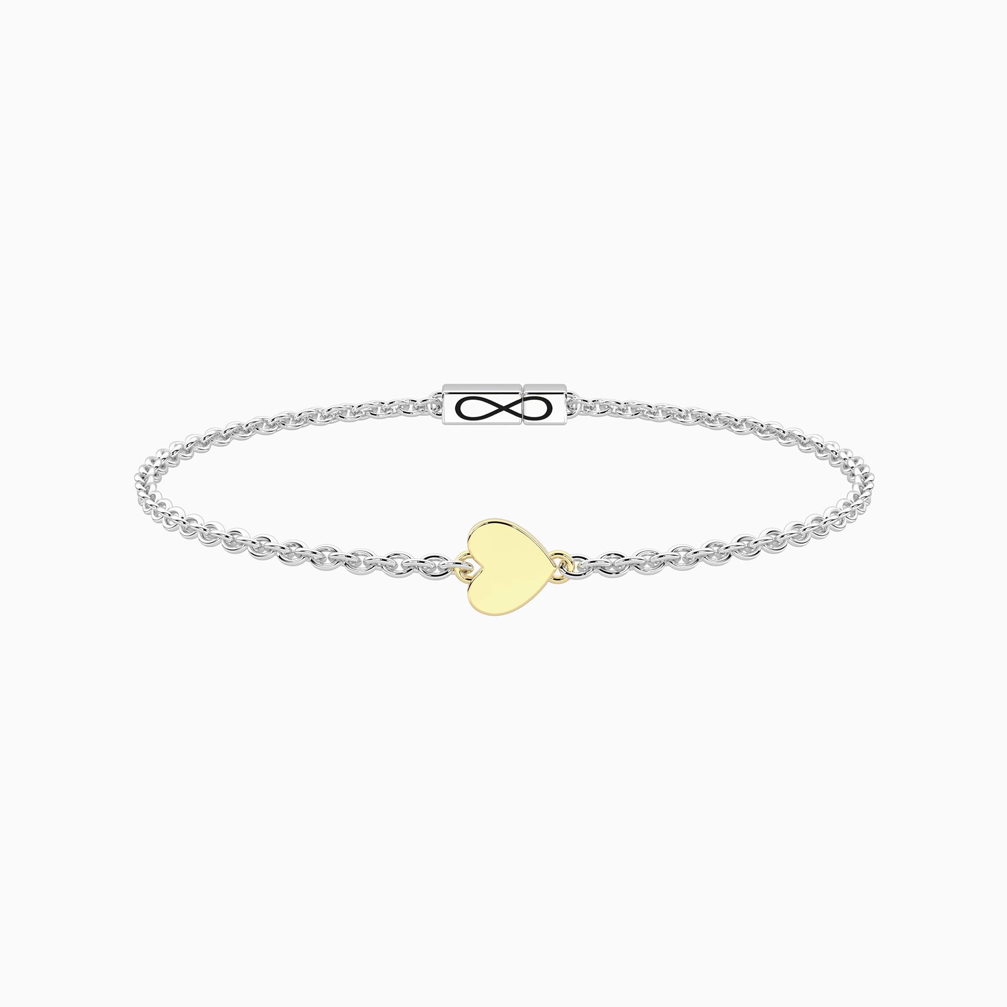 Bracciale Kidult Infinity con cuore in oro 9 kt e chiusura non-reversibile