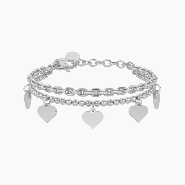 Bracciale Kidult Love catena forzatina e sfere con cuore