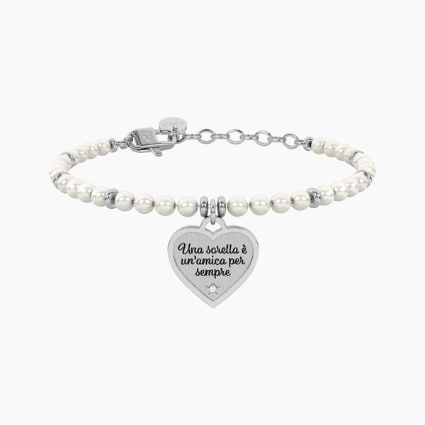 Bracciale Kidult Family perle con ciondolo cuore per sorella