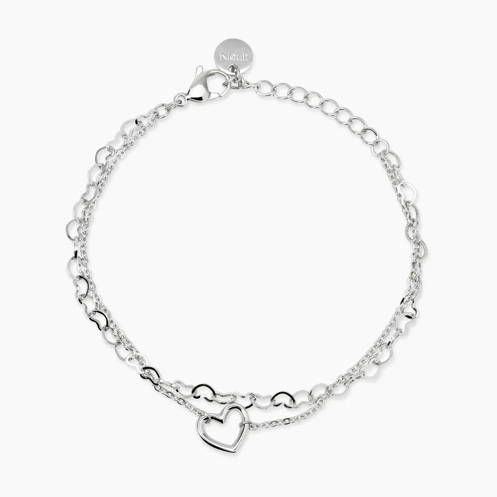 Bracciale Kidult Style con doppia catena e cuore
