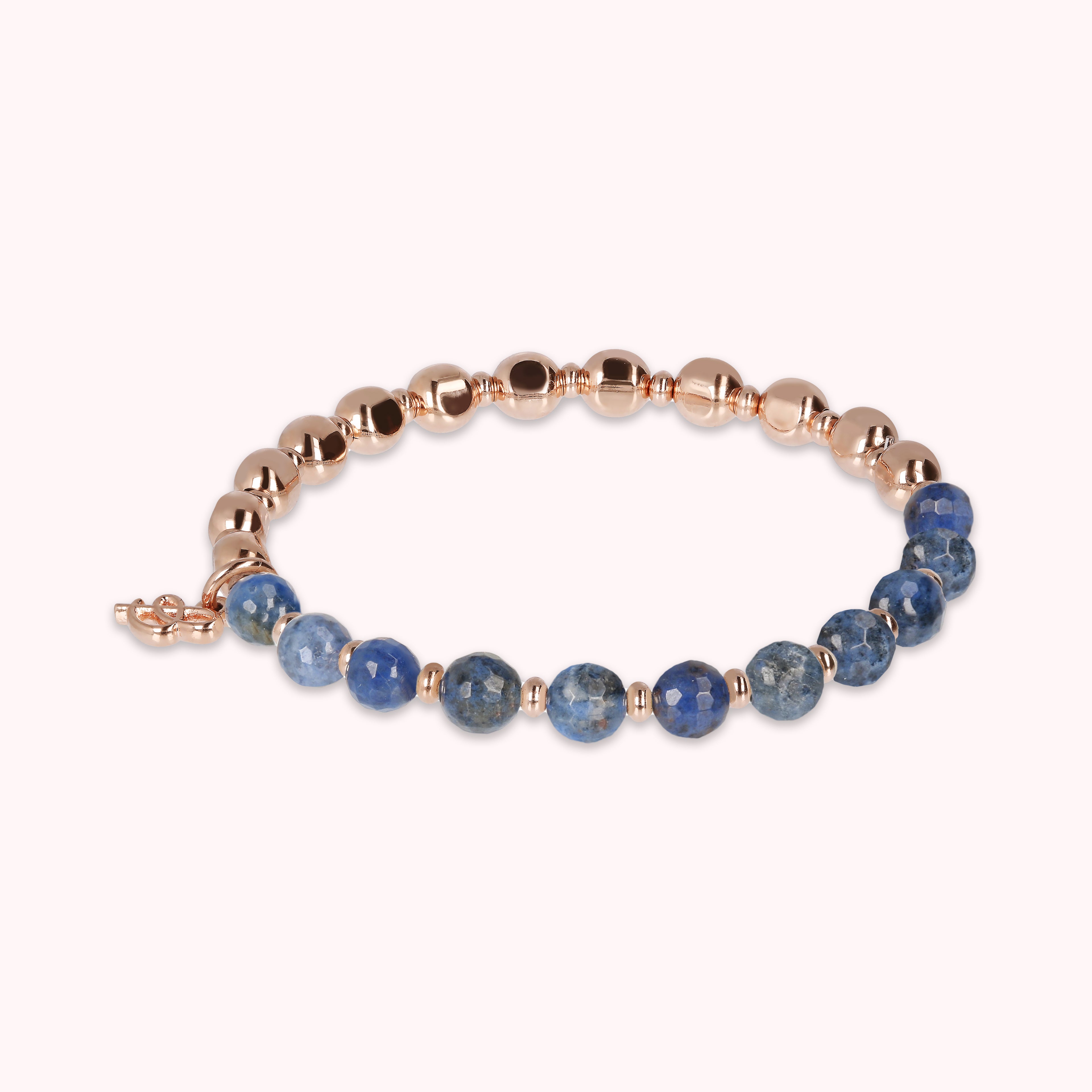 Bracciale Bronzallure golden rosé con pietre naturali blu