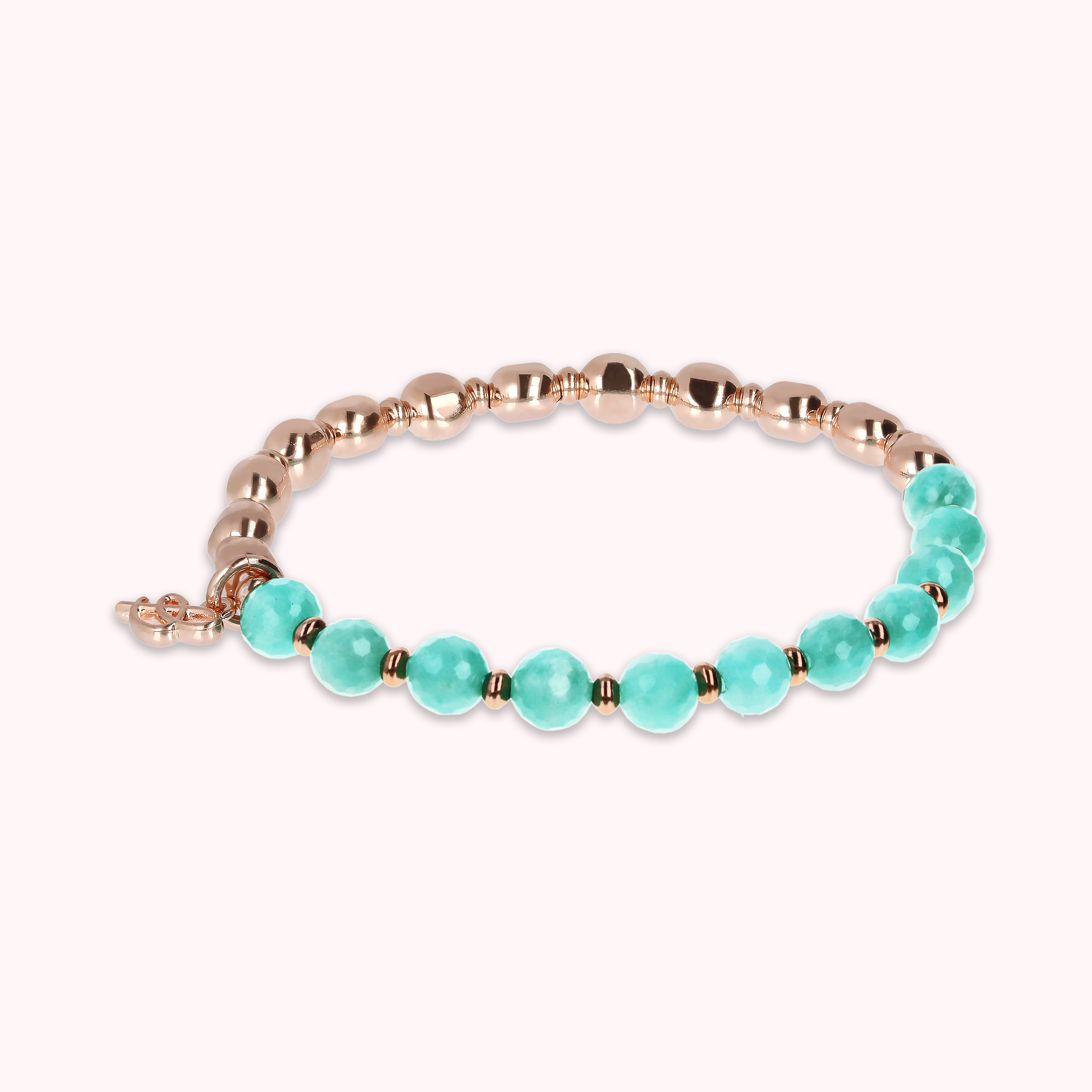 Bracciale Bronzallure golden rosé con pietre naturali turchese
