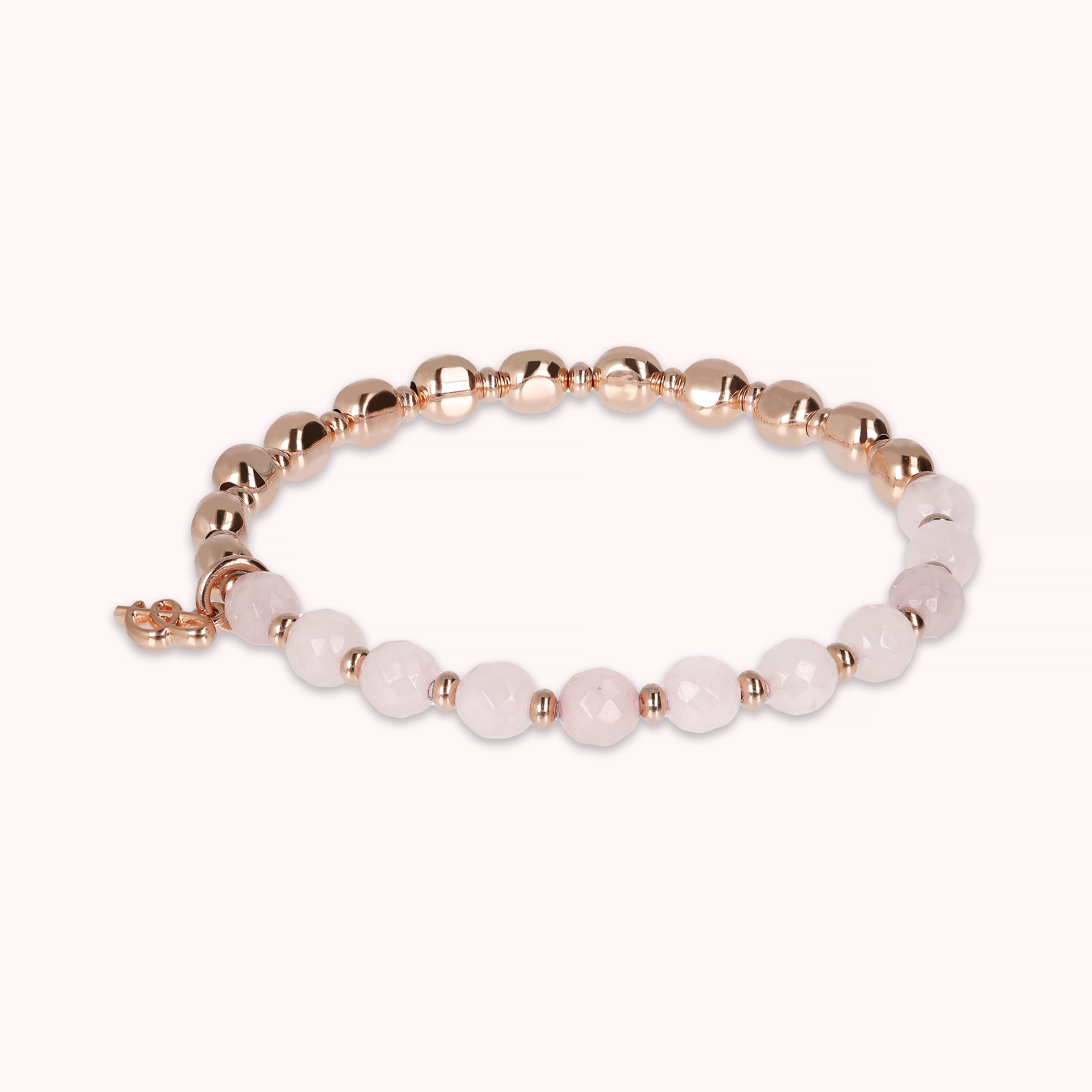 Bracciale Bronzallure golden rosé con pietre naturali rosa