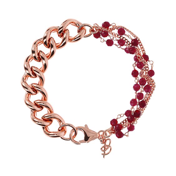 Bracciale Bronzallure oro rosa e palline di agata bordeaux