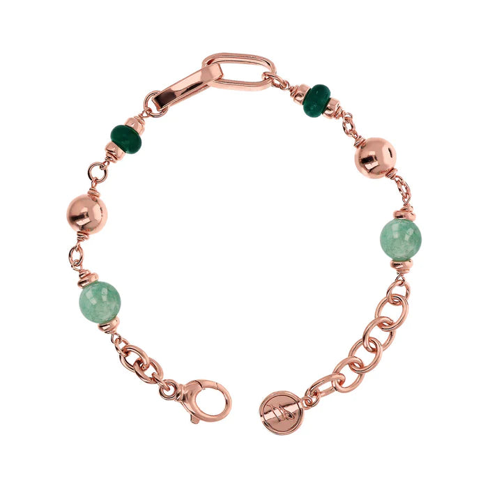 Bracciale Bronzallure catena rolo con sfere di pietre naturali