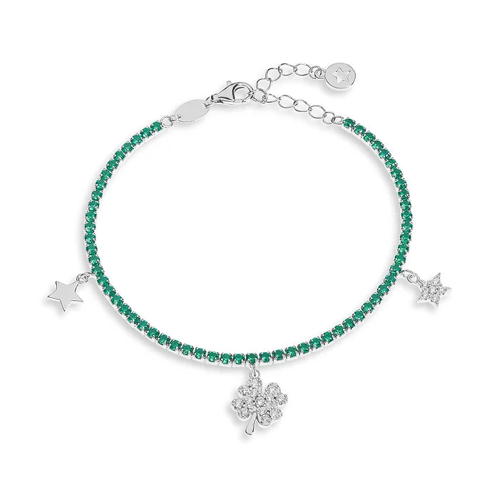 Bracciale Comete tennis in argento Quadrifoglio