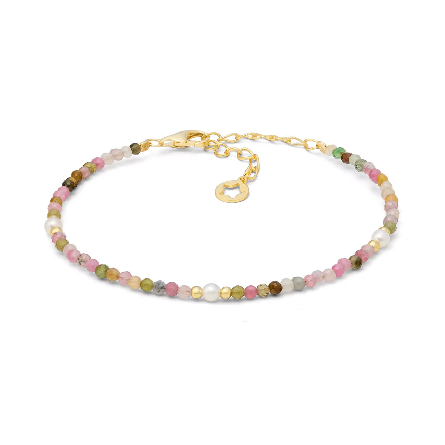 Bracciale Comete in argento con tormalina multicolor e perle