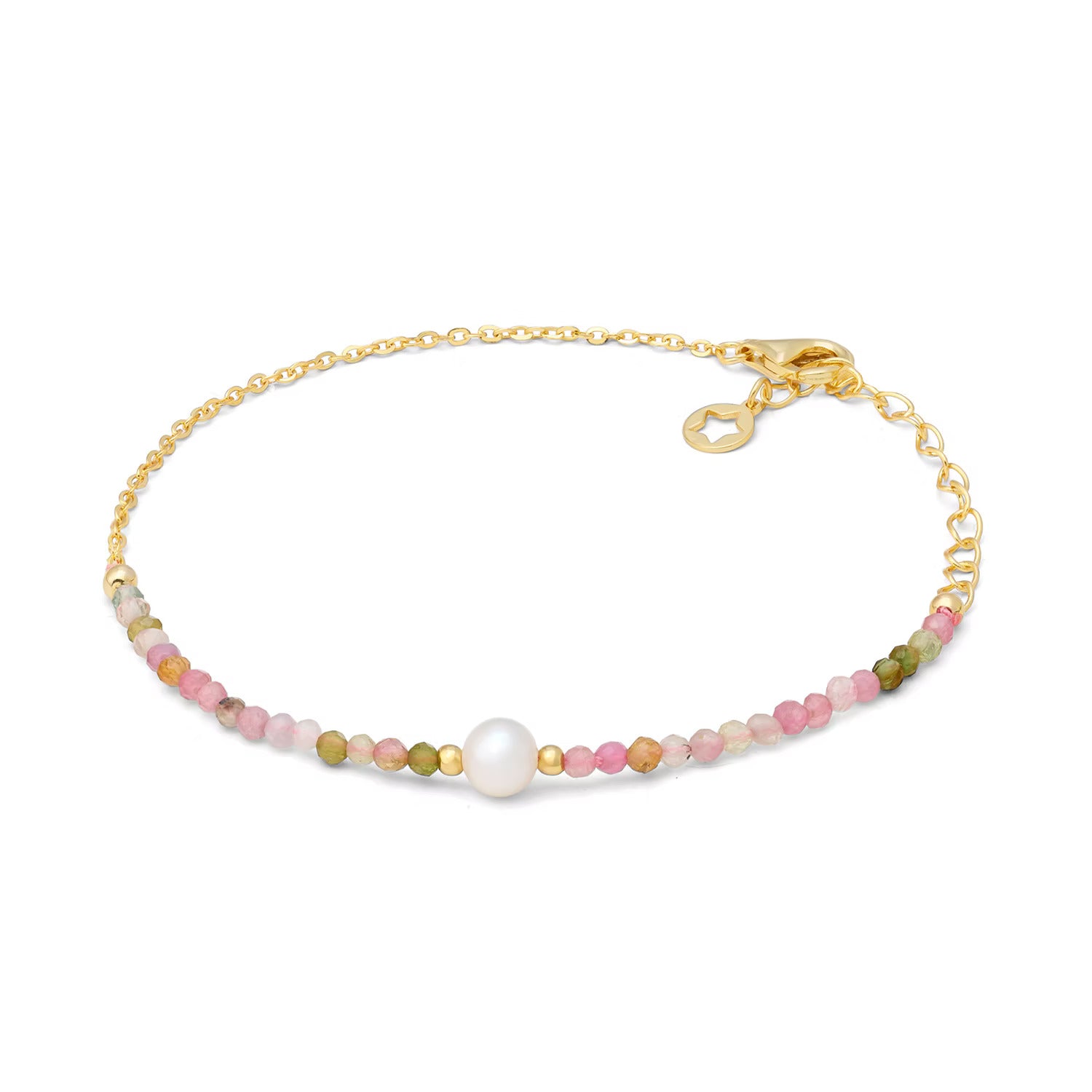 Bracciale Comete in argento con tormalina multicolor e perla
