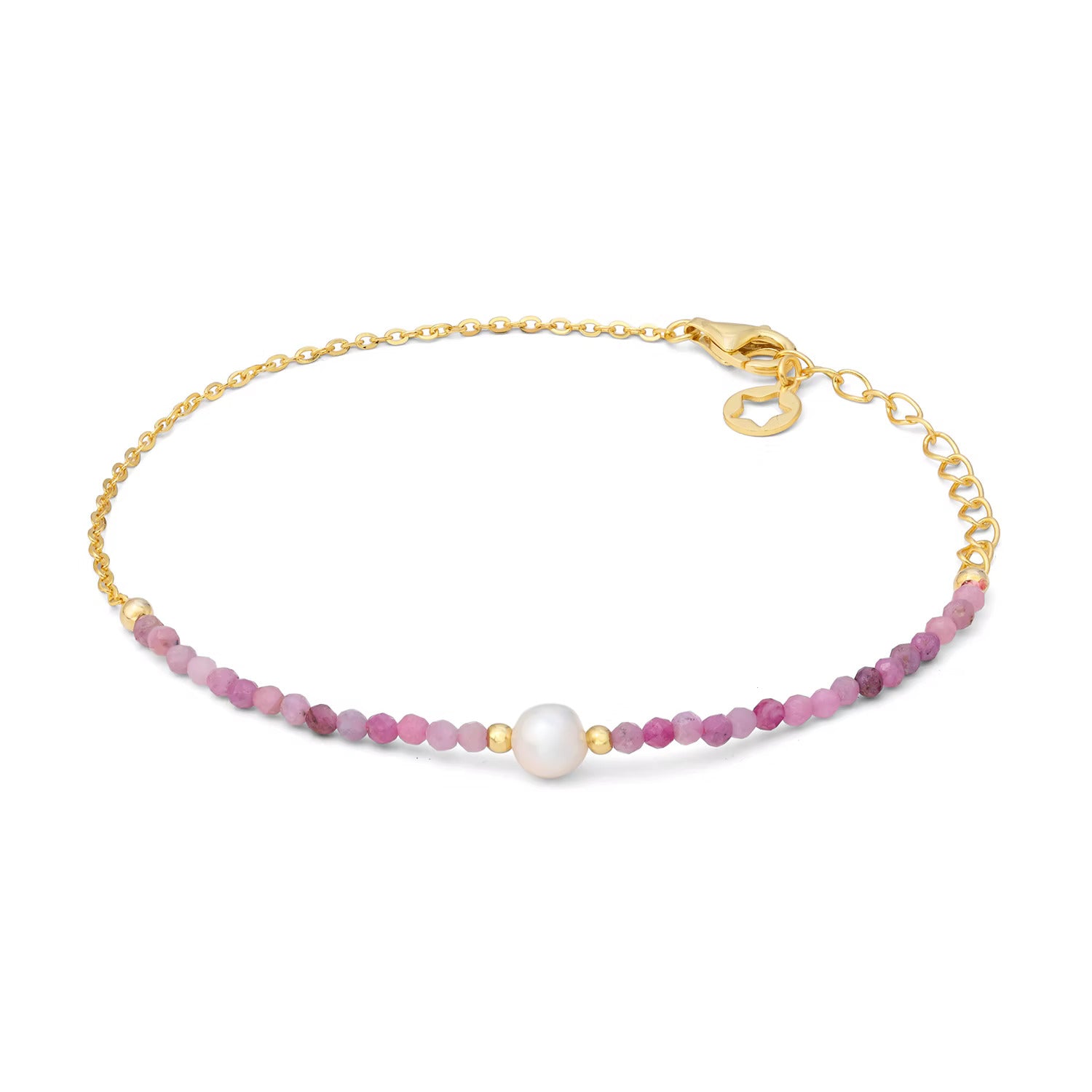 Bracciale Comete in argento con radice di rubino e perla