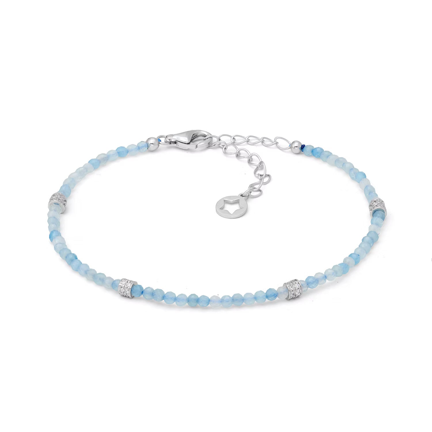 Bracciale Comete in argento con acquamarina e zirconi