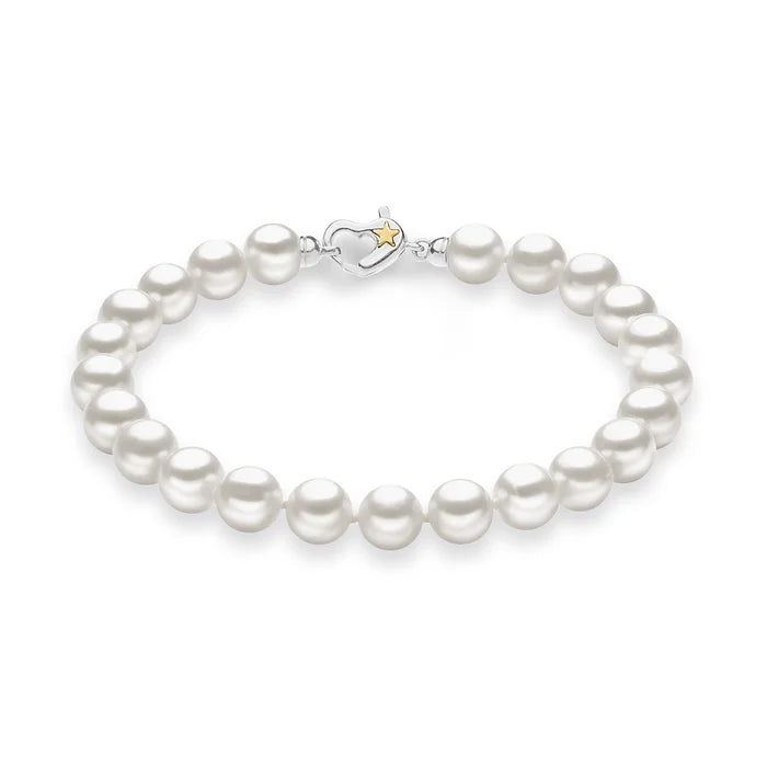 Bracciale Comete Filo Perle Acquadolce in argento e stella in oro giallo