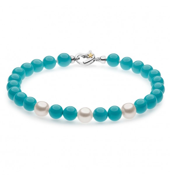 Bracciale Comete Fantasia di Perle in argento e stella in oro giallo