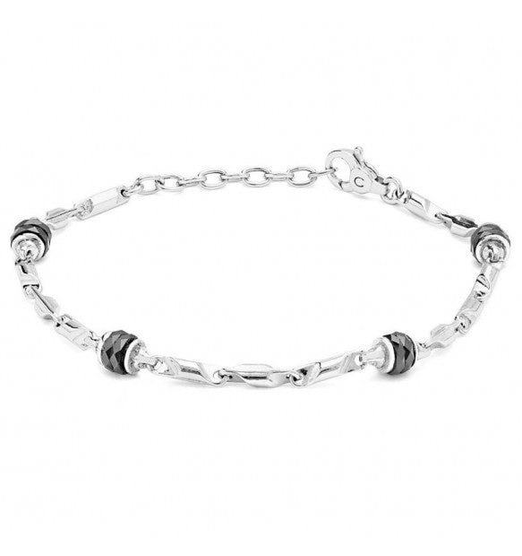 Bracciale Comete in argento e ceramica nera