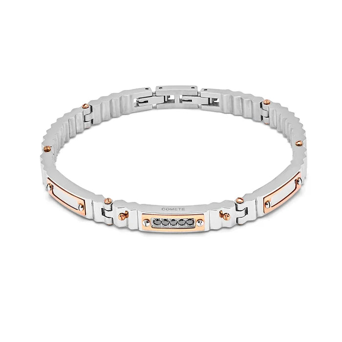 Bracciale Comete in acciaio e diamanti neri