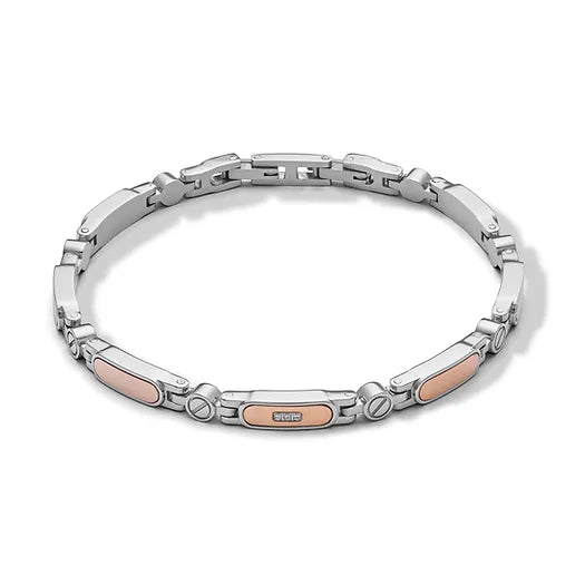 Bracciale Comete in acciaio bicolore con diamanti