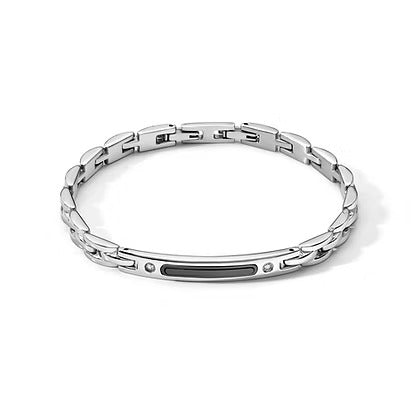 Bracciale Comete in acciaio, pvd nero e zirconi