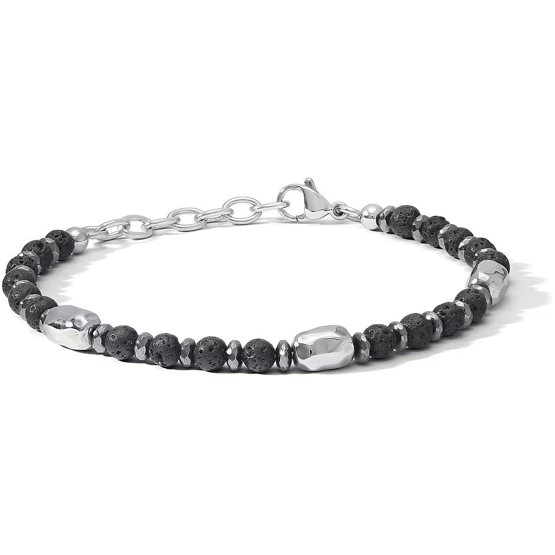 Bracciale Comete District con ematite e pietra lavica