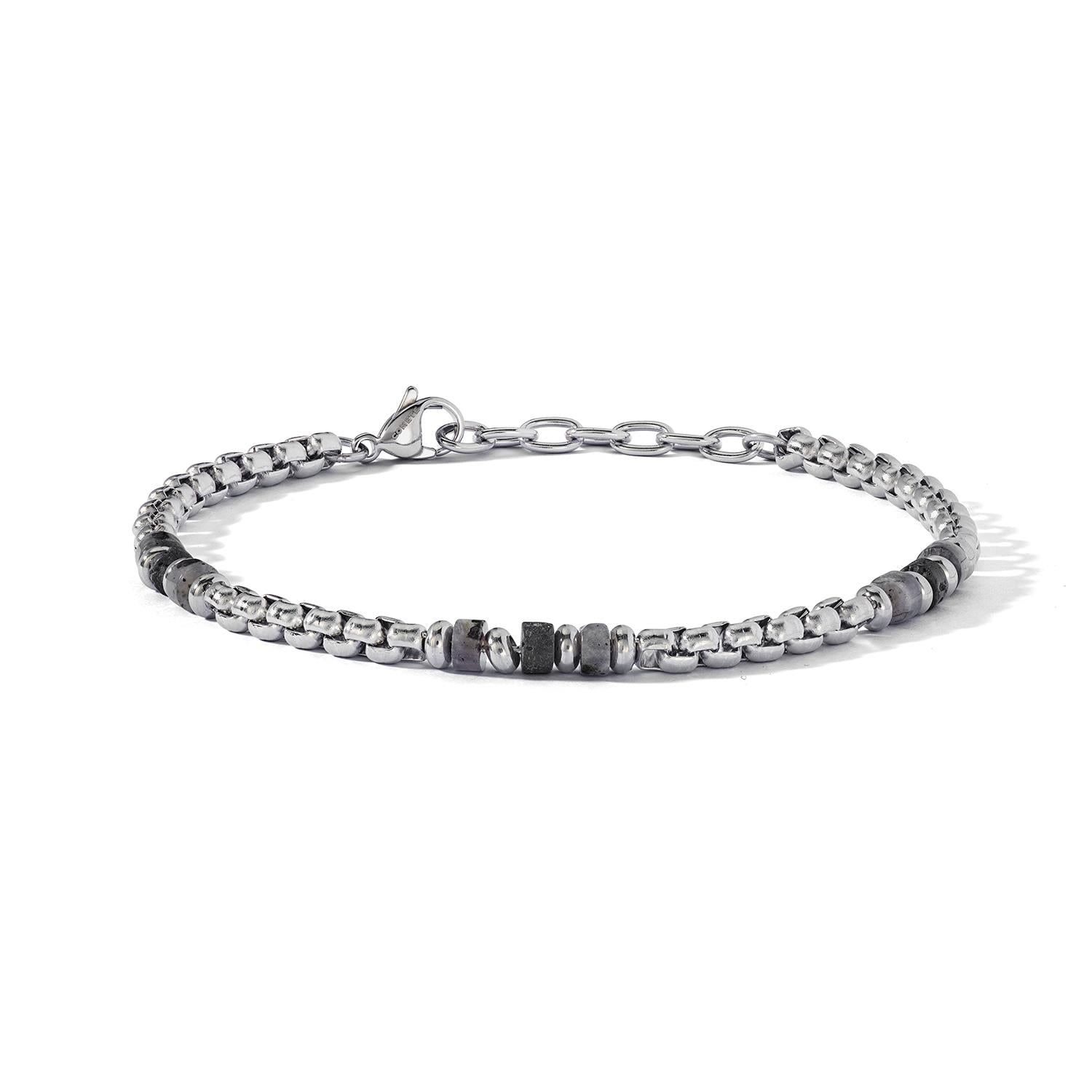 Bracciale Comete con labradorite grigia e onice nera