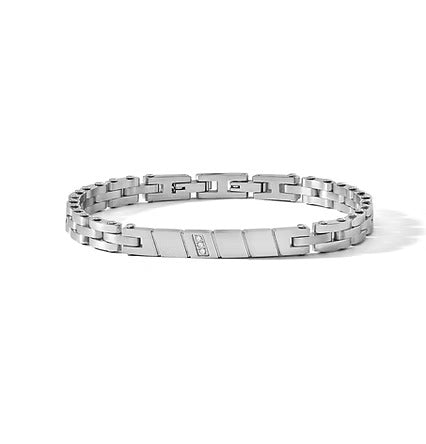 Bracciale Comete in acciaio con diamanti