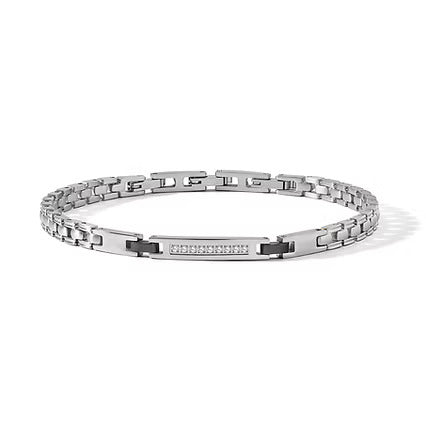 Bracciale Comete in acciaio, pvd nero e diamanti