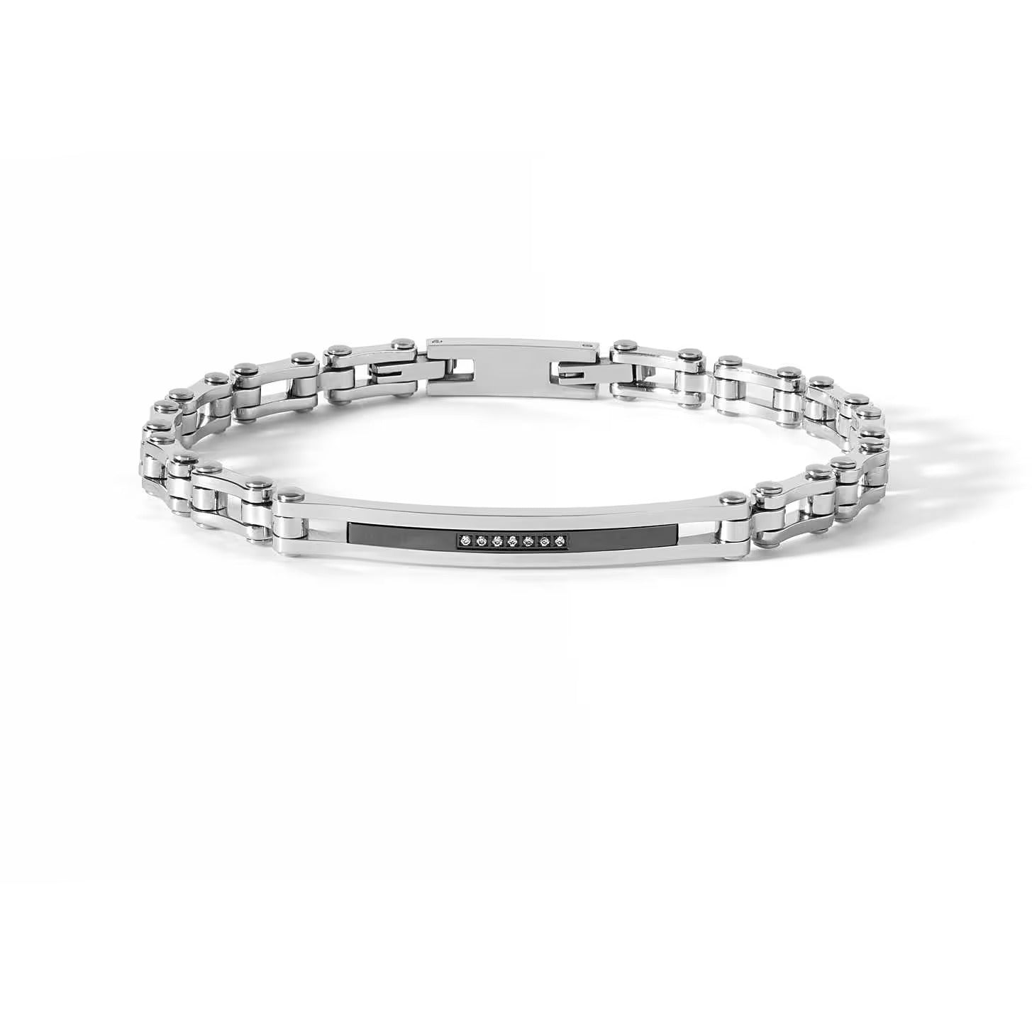 Bracciale Comete in acciaio pvd nero e zirconi
