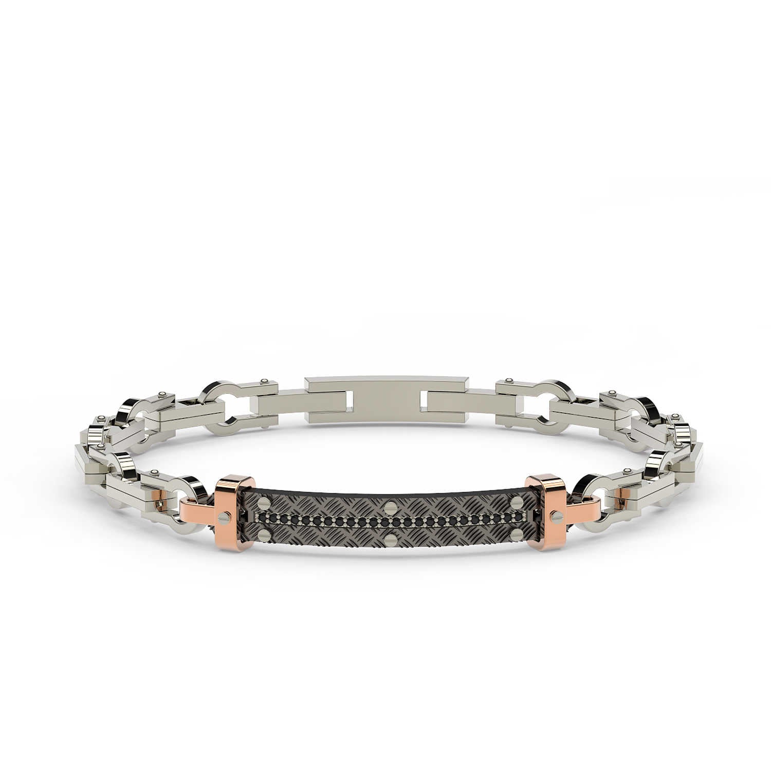 Bracciale Comete in acciao pvd nero, rosè e spinelli neri