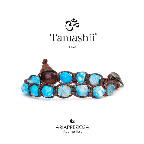 Bracciale Tamashii Diamond cut agata Tibet sky