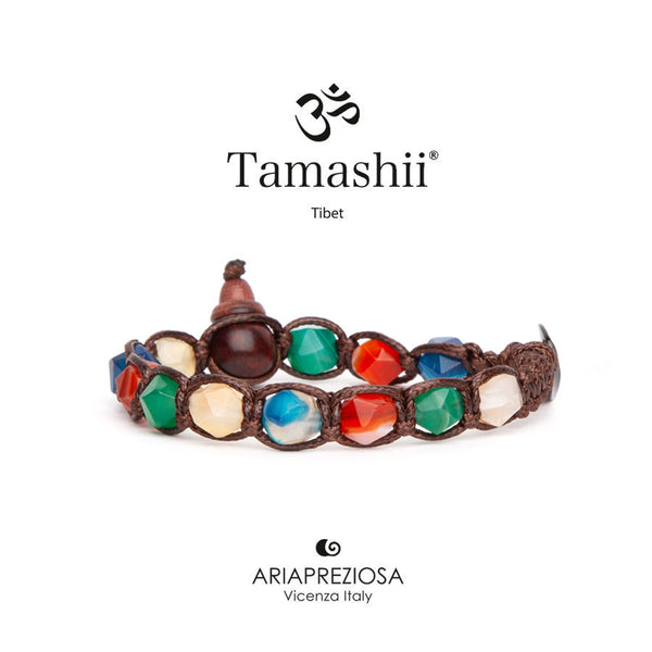 Bracciale Tamashii Diamond cut agata striata mix color