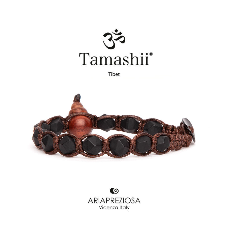 Bracciale Tamashii Diamond cut onice opaco