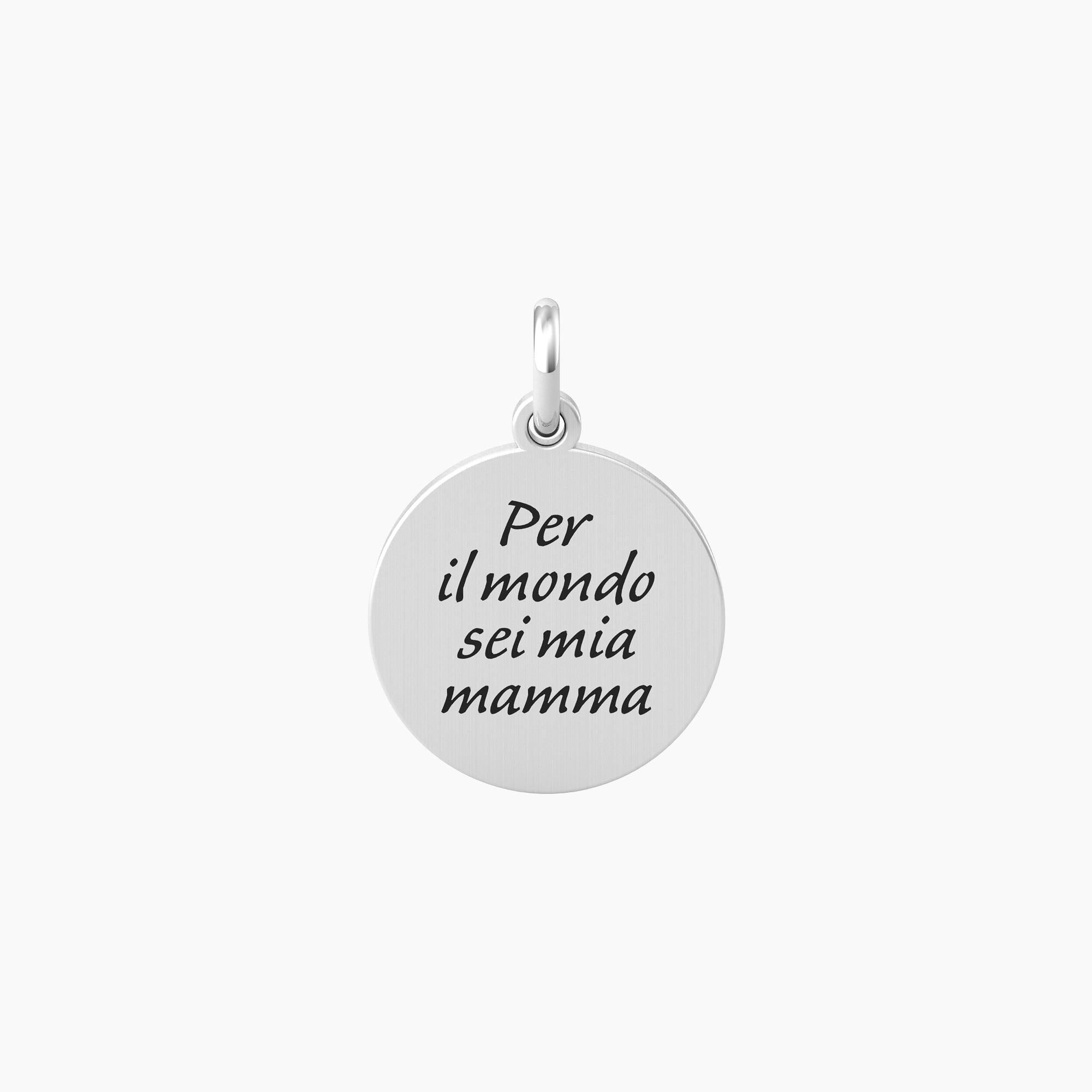 Ciondolo Kidult By you tondo con frase mamma sei il mondo