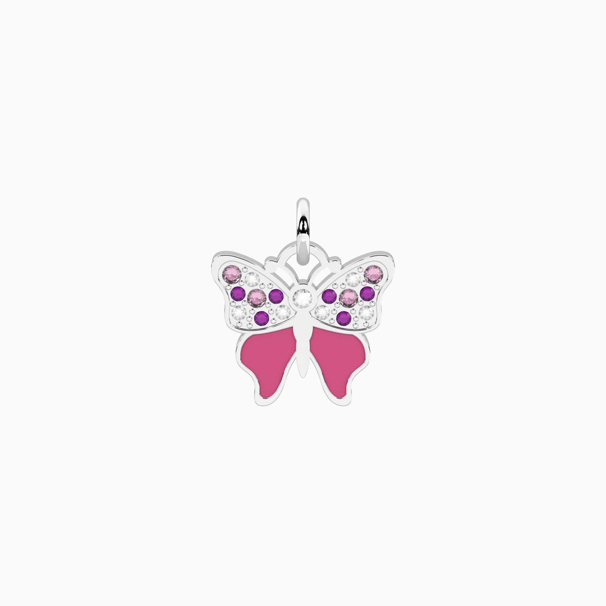 Ciondolo Kidult By you a forma di farfalla con cristalli rosa