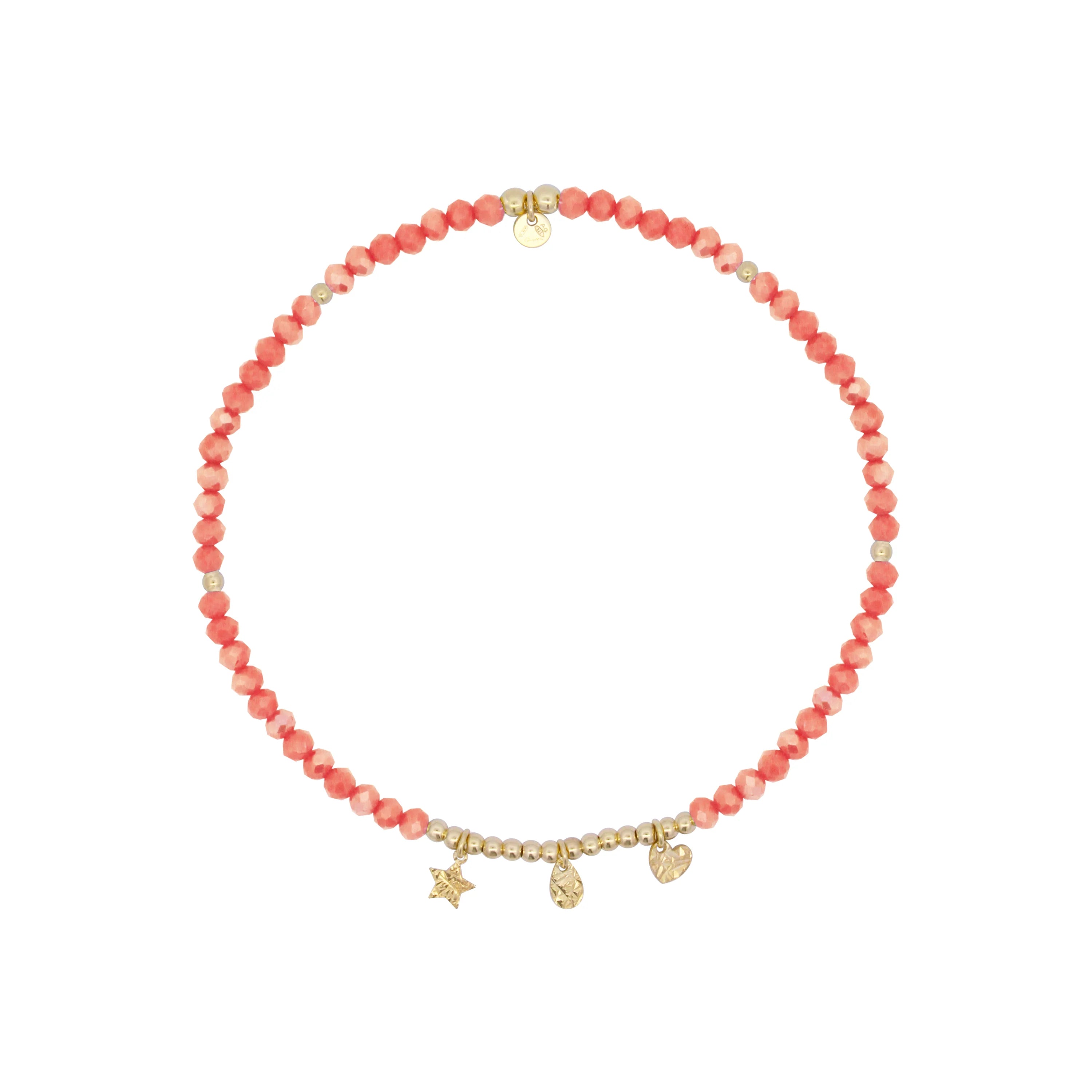 Bracciale cavigliera Rue des Mille elasico in argento con stella, cuore, goccia