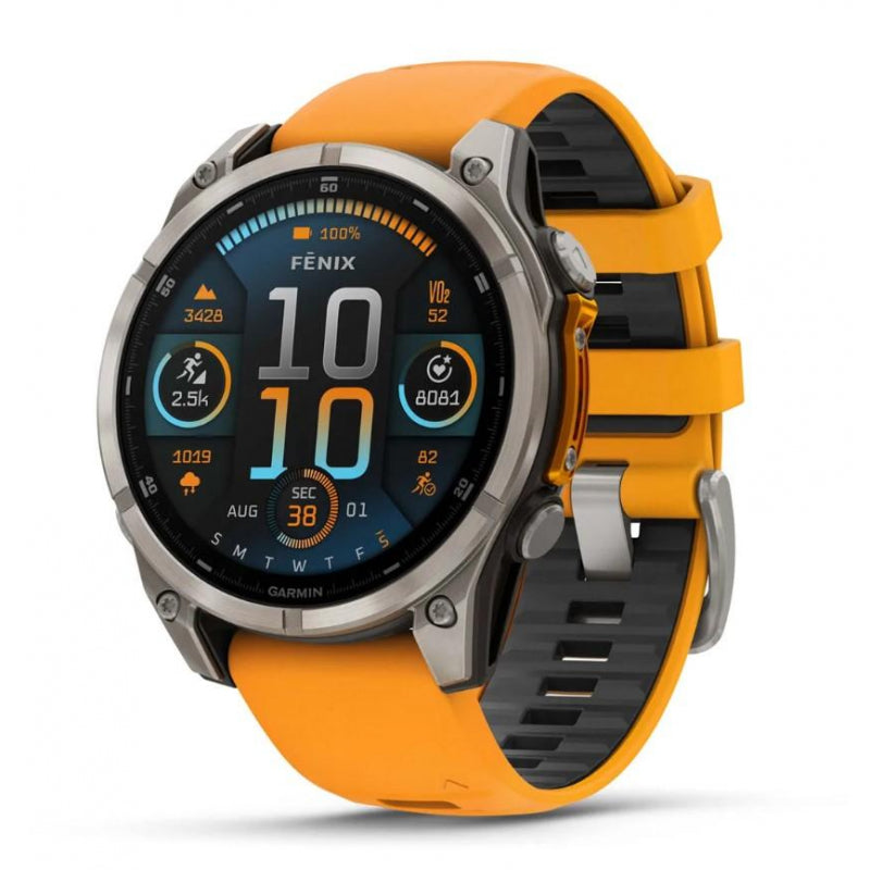 Orologio Garmin Fenix 8 47 mm, AMOLED, Sapphire, Titanio, Titanium & Spark Orange