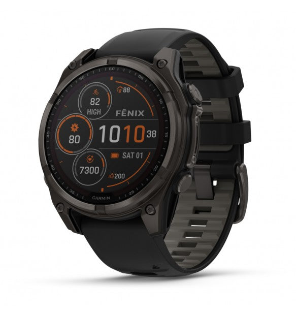 Orologio Garmin Fenix 8 47 mm, Solar, Sapphire, Titanio, Carbon Gray DLC & Black