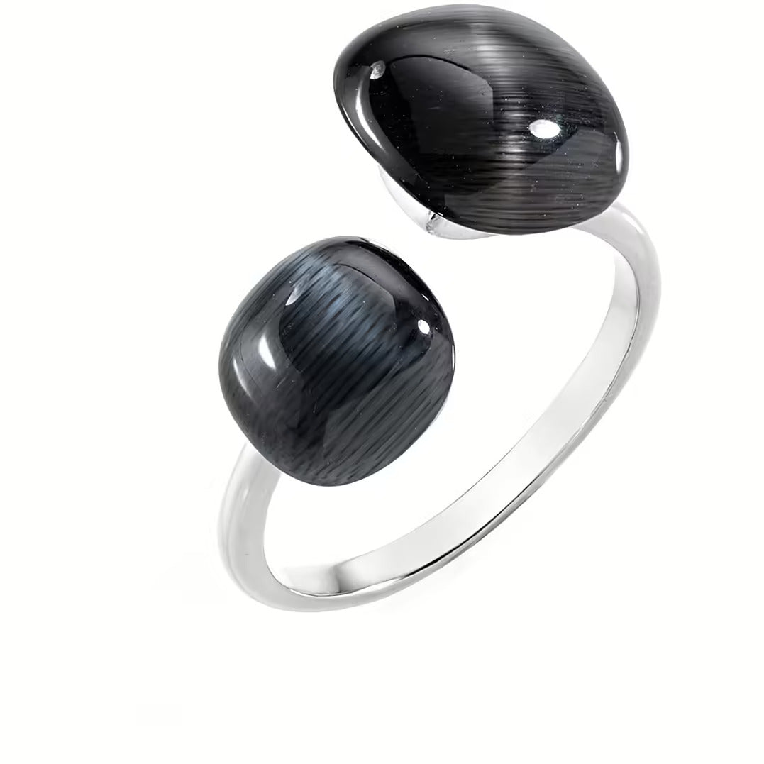 Anello Morellato Gemma in argento con pietre nere misura 14
