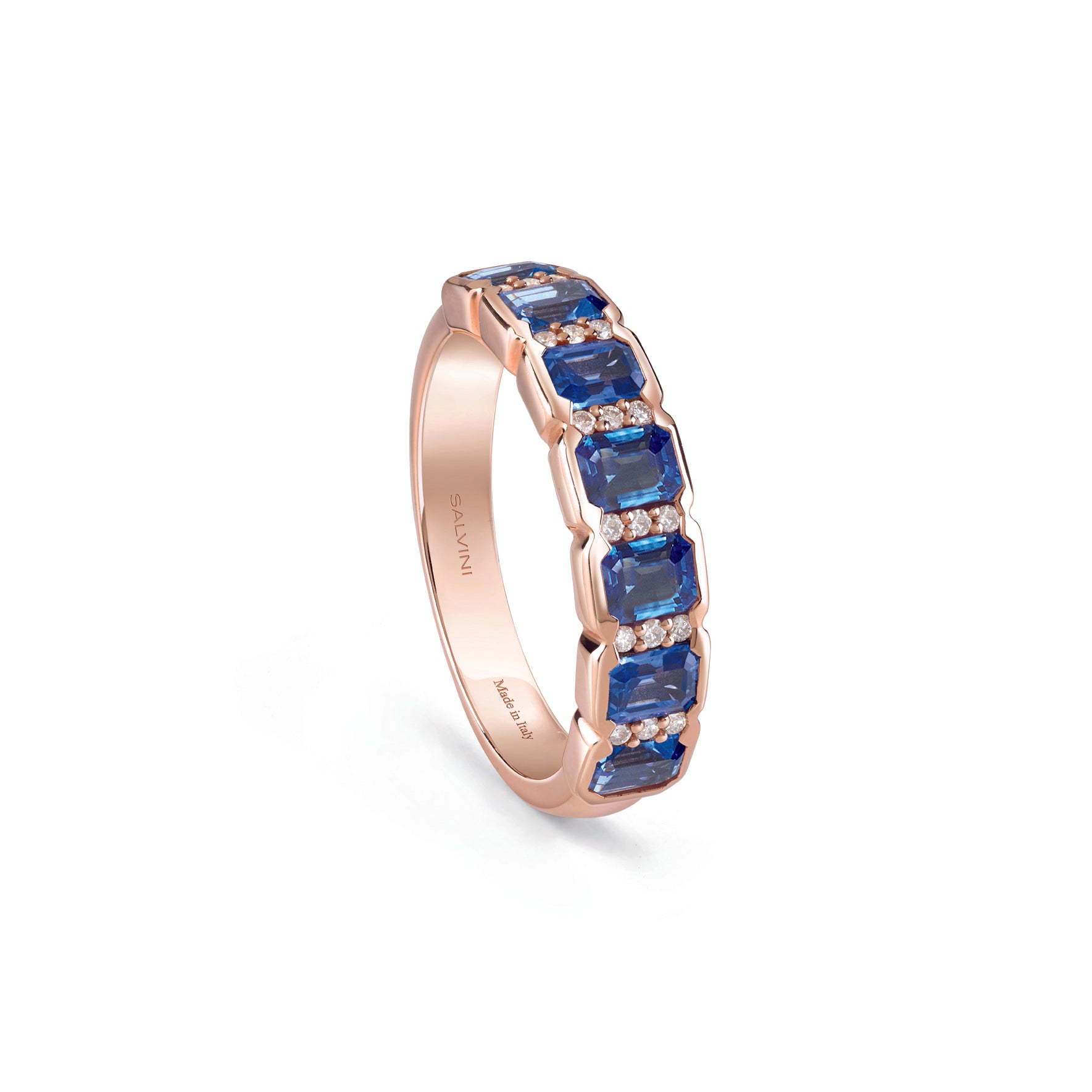 Anello Salvini Regina in oro rosa con zaffiri e diamanti