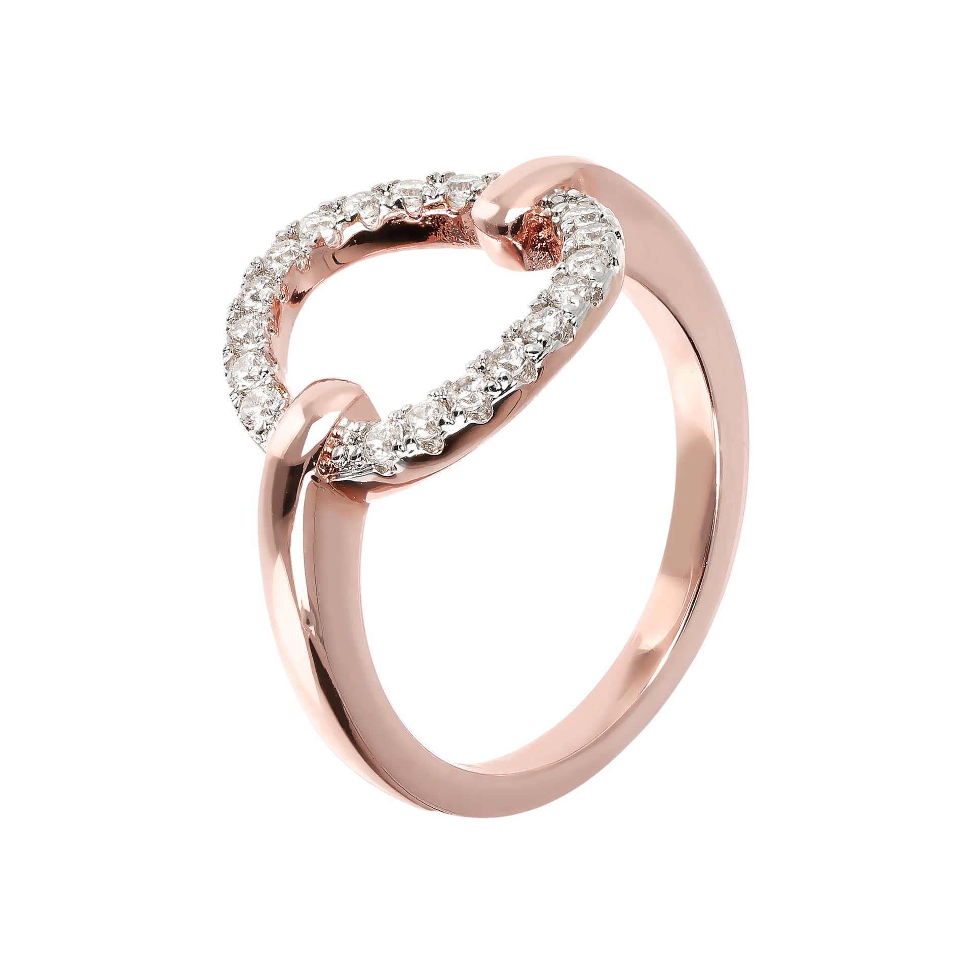 Anello Bronzallure rose con zirconi bianchi