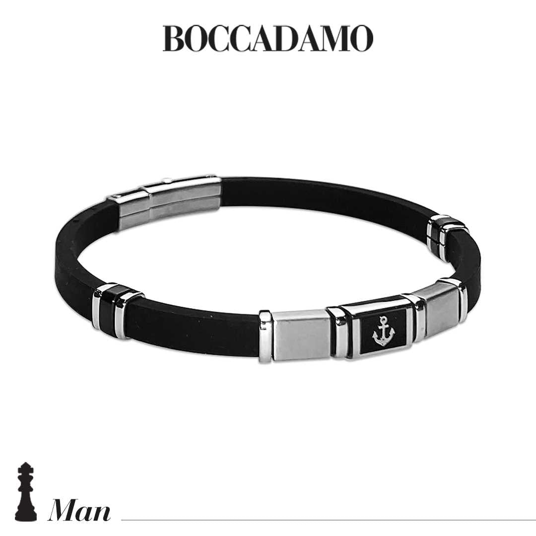Bracciale Boccadamo in caucciù nero con ancora
