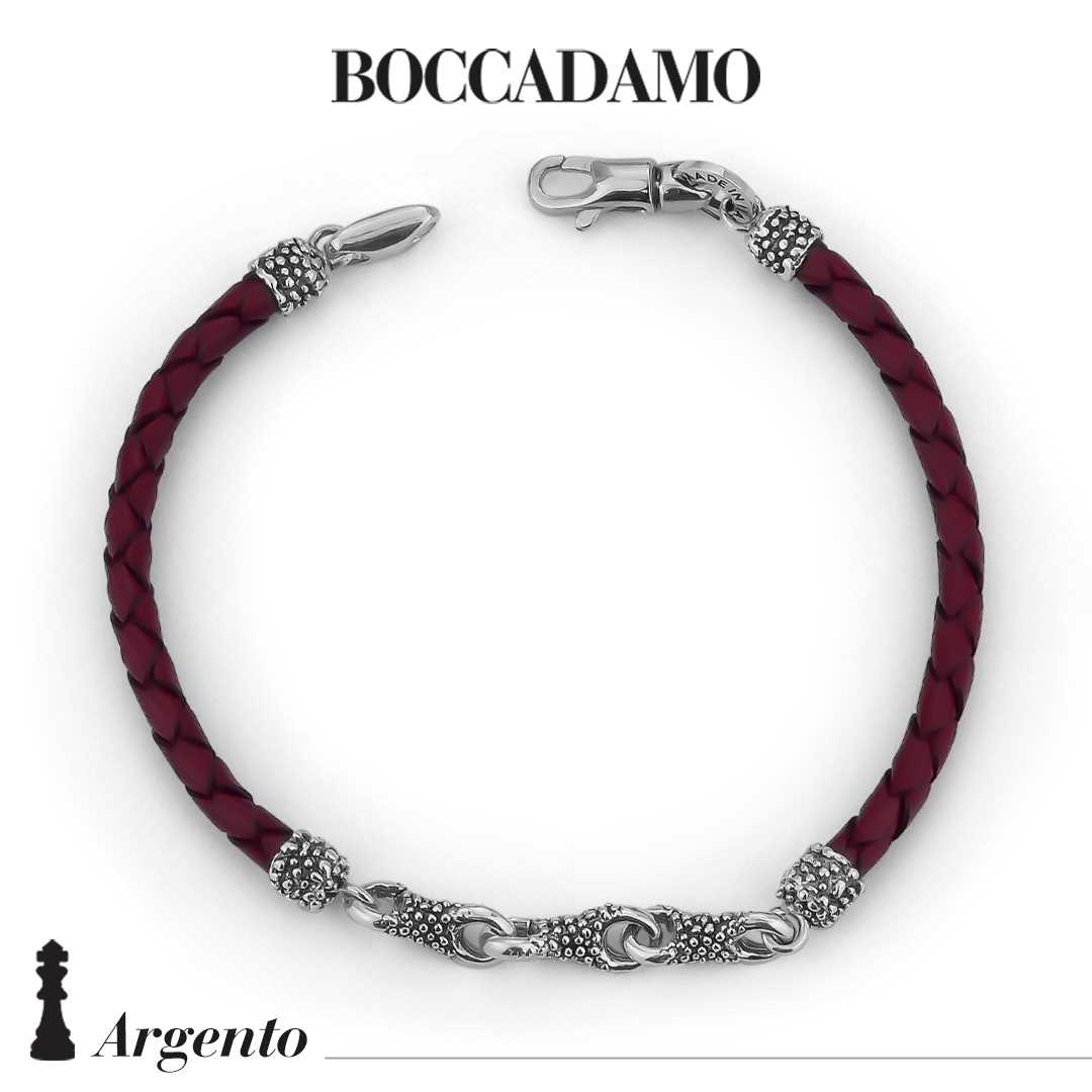 Bracciale Boccadamo Bottega in argento e pelle