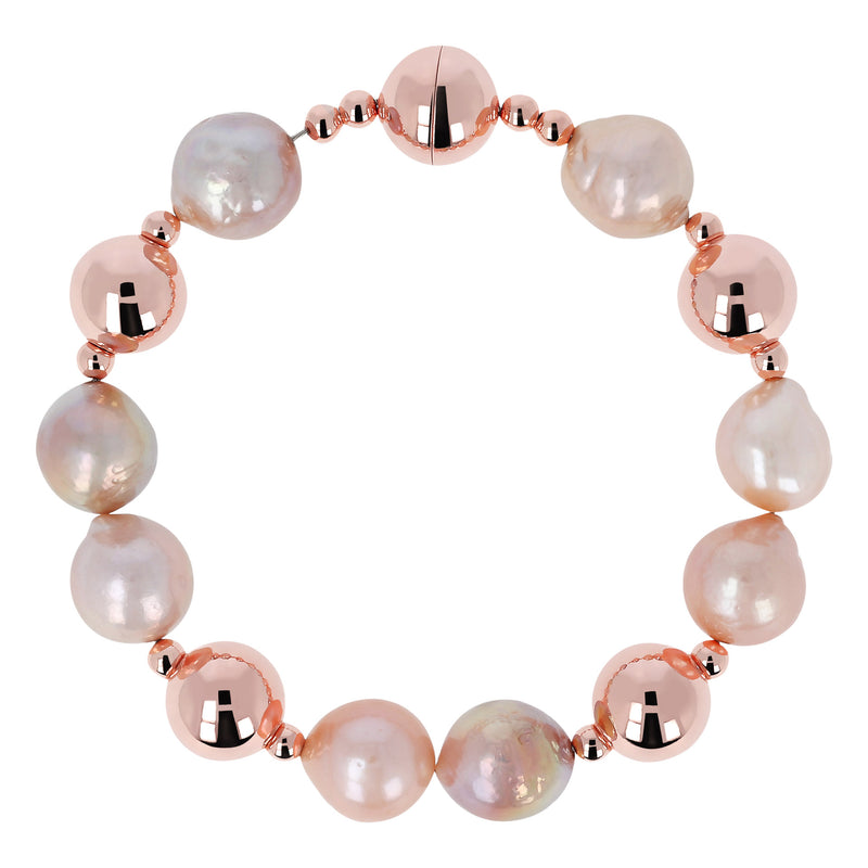 Bracciale Bronzallure in metallo rosa con perle