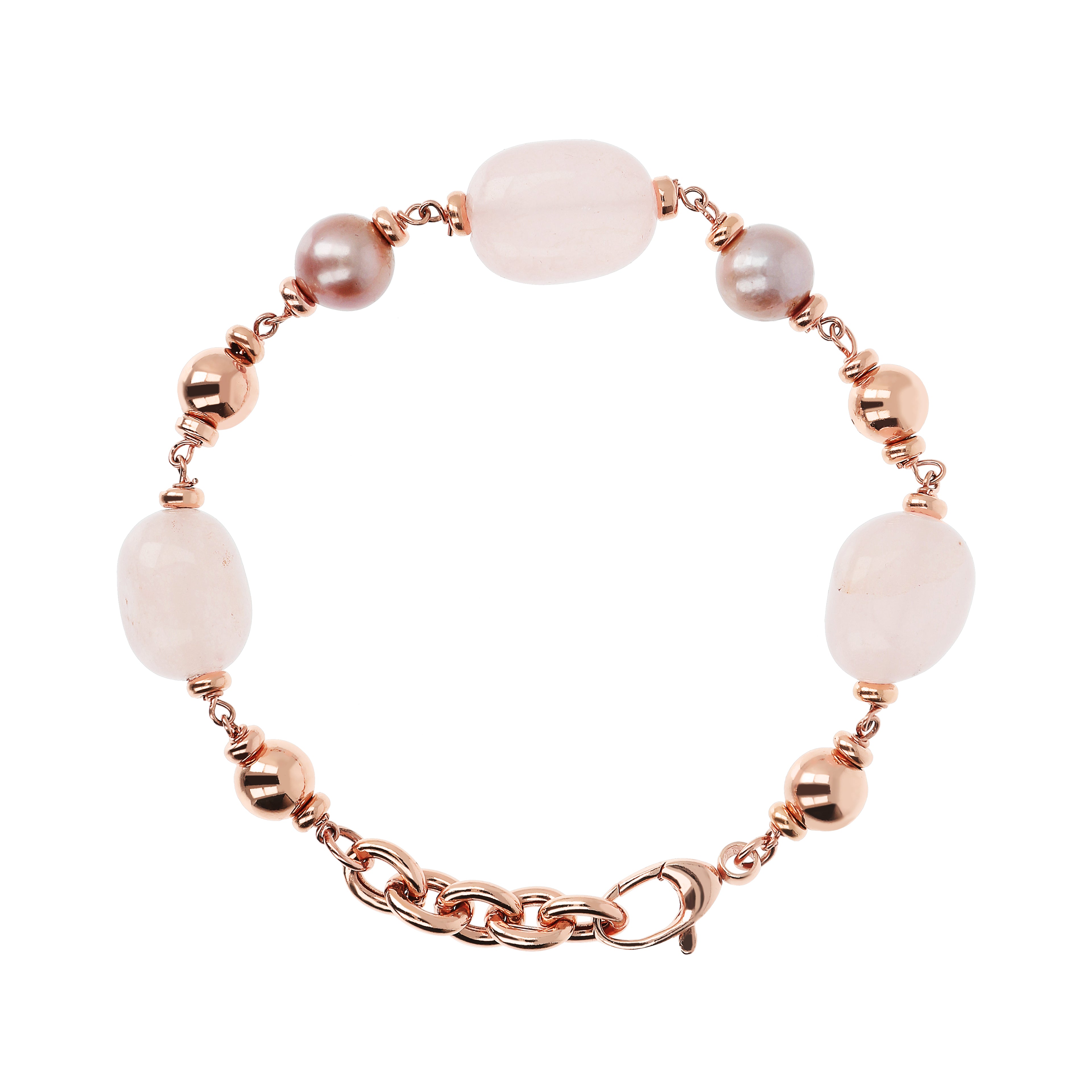Bracciale Bronzallure in metallo rosa con quarzi rosa