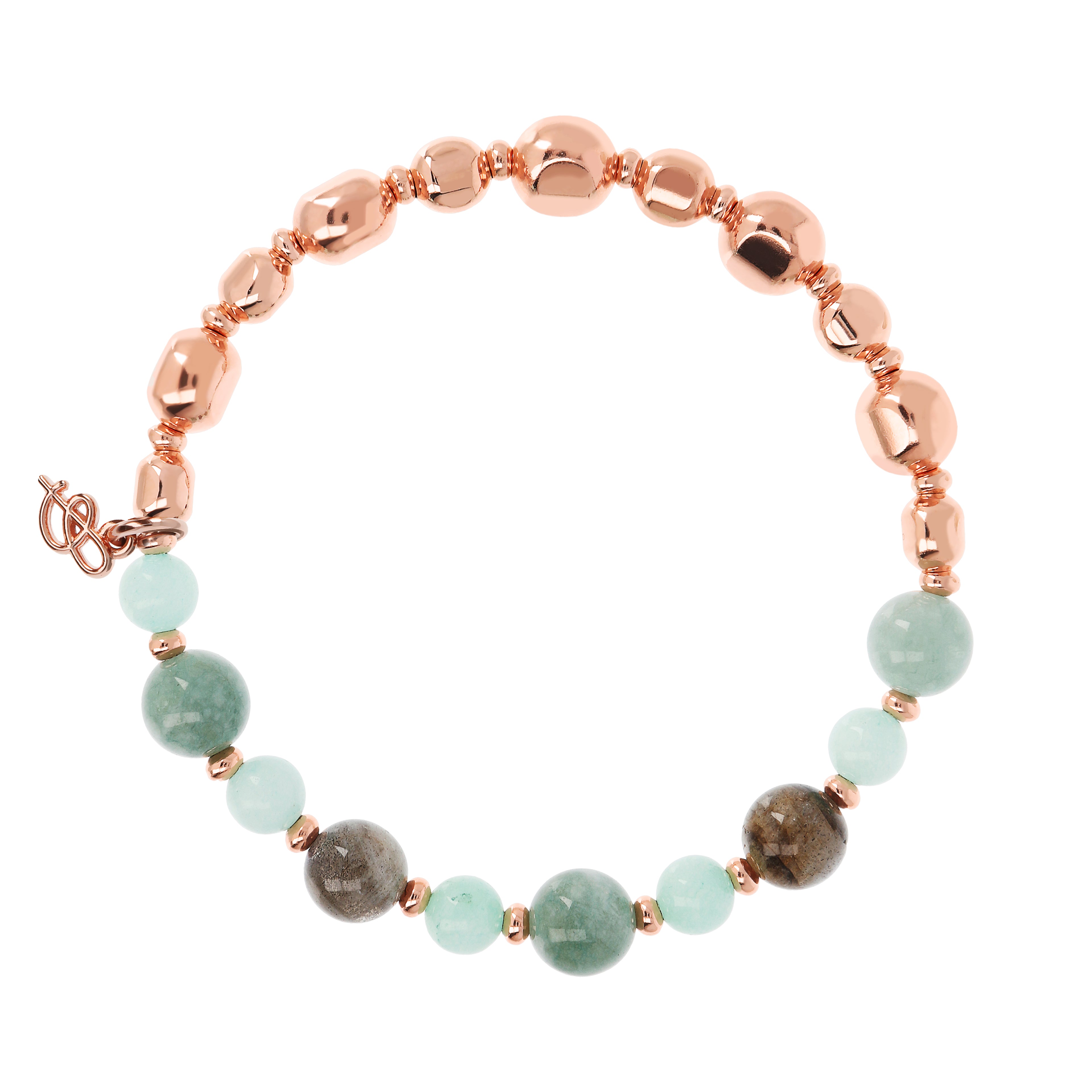 Bracciale Bronzallure in metallo rosa con pietre verdi
